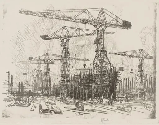 English War Work:  The Old Shipyard, by Joseph Pennell