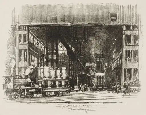English War Work: The Urns, Casting Big Shells, by Joseph Pennell