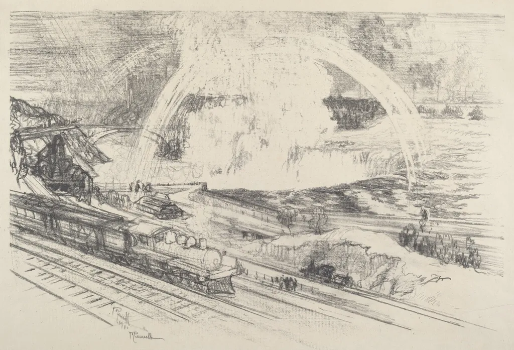 Falls Station, Niagara, by Joseph Pennell, ink, 1910