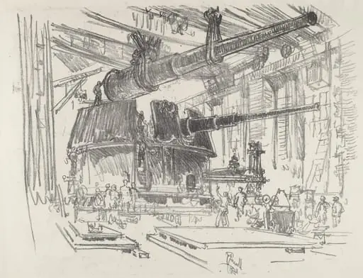 Fitting Guns in Turrets, by Joseph Pennell