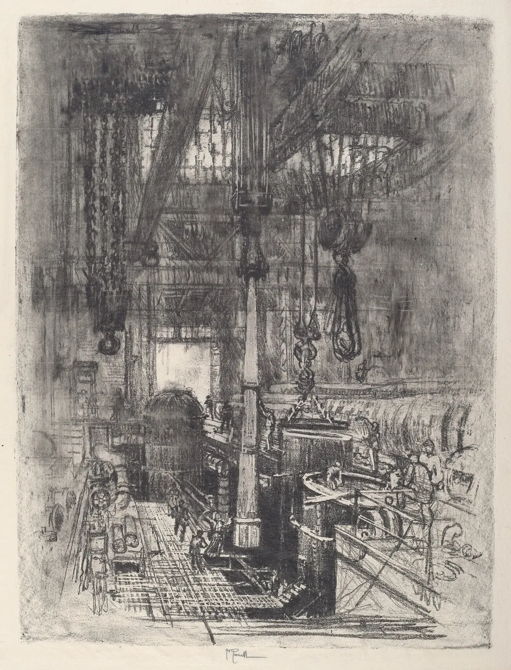 Gun Pit, No.II, by Joseph Pennell, ink, 1917