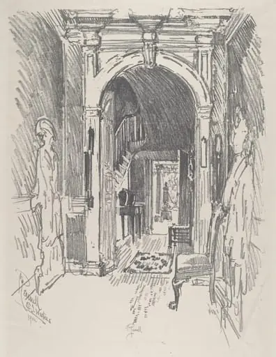 Hallway at Dr. Wister's, by Joseph Pennell