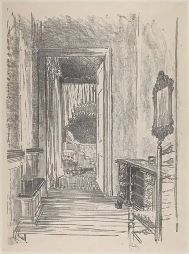 Hallway to Bed Room, Stenton, by Joseph Pennell