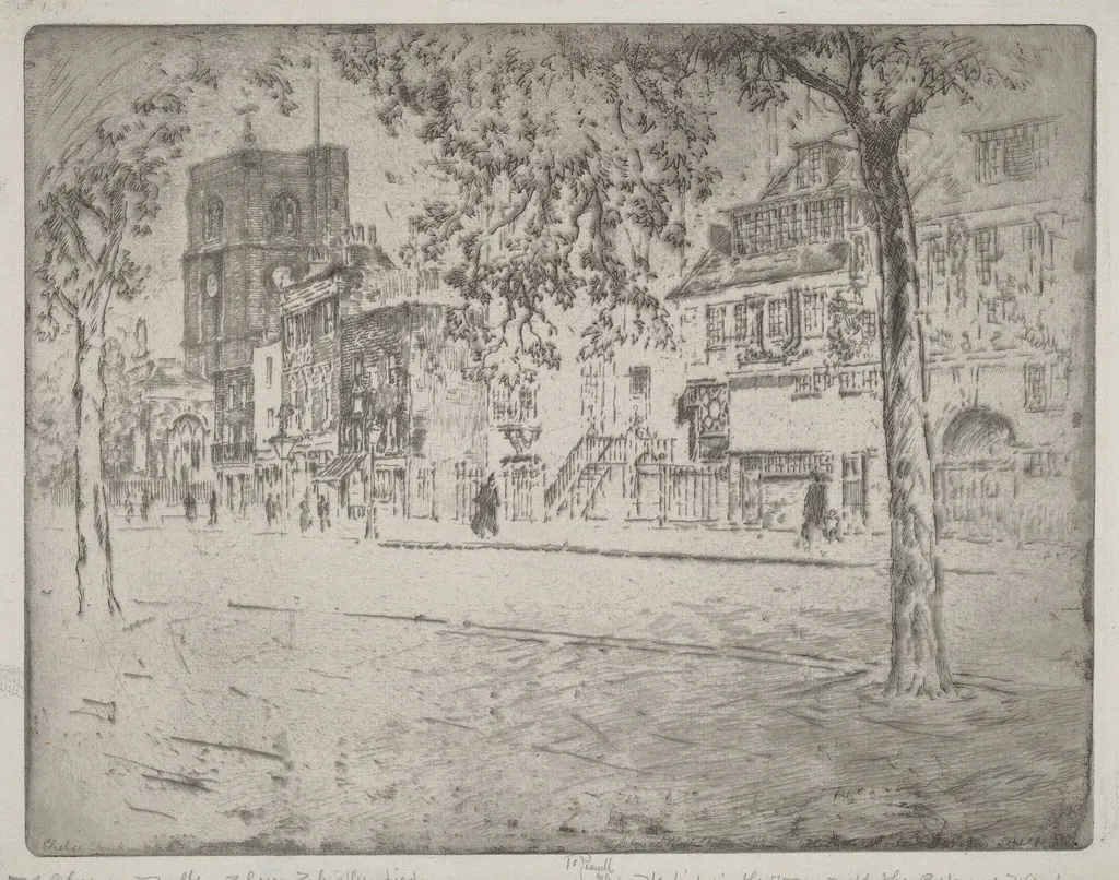 House Where Whistler Died, by Joseph Pennell, ink, 1904