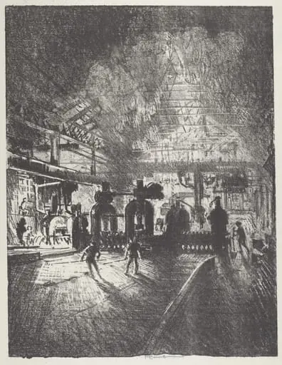 In the Jaws of Death, Rolling Bars for Shells, by Joseph Pennell