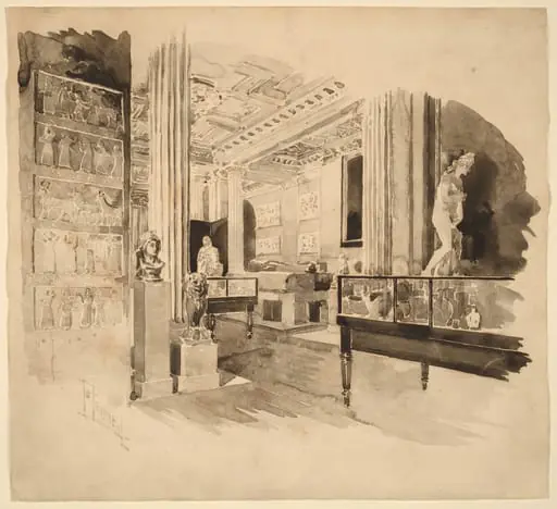 Interior, Fitzwilliam Museum, by Joseph Pennell