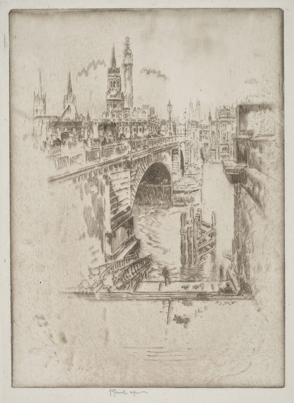 London Bridge Stairs, by Joseph Pennell, ink, 1903
