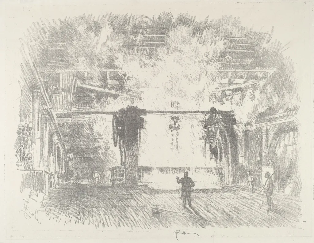 Making Armour-Plate, by Joseph Pennell, ink, 1916