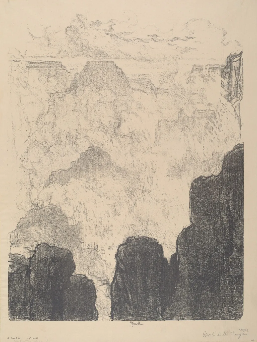 Mists in the Canyon, No.II, by Joseph Pennell, ink, 1912