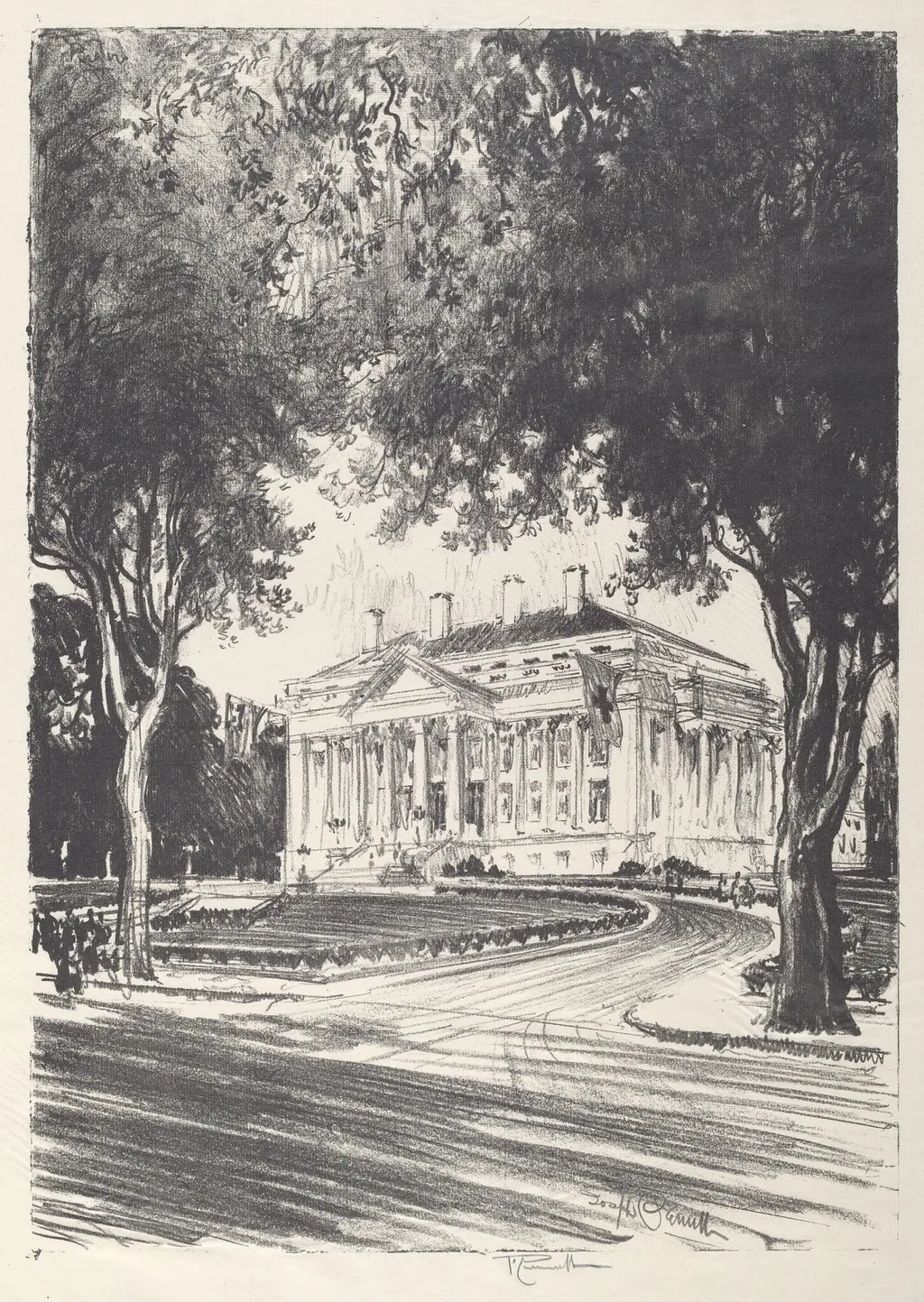National Red Cross Headquarters, Washington, by Joseph Pennell, ink, 1919