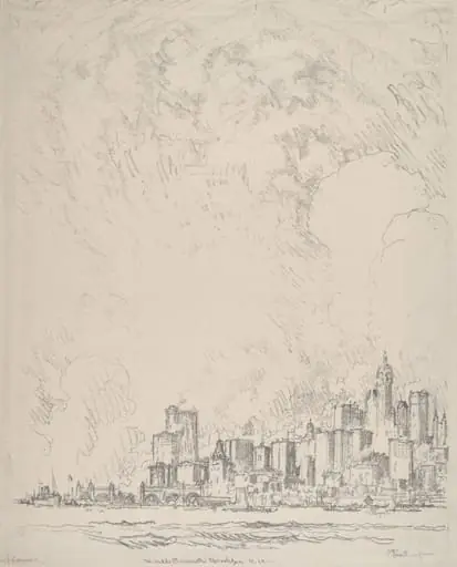 New York from Brooklyn, by Joseph Pennell