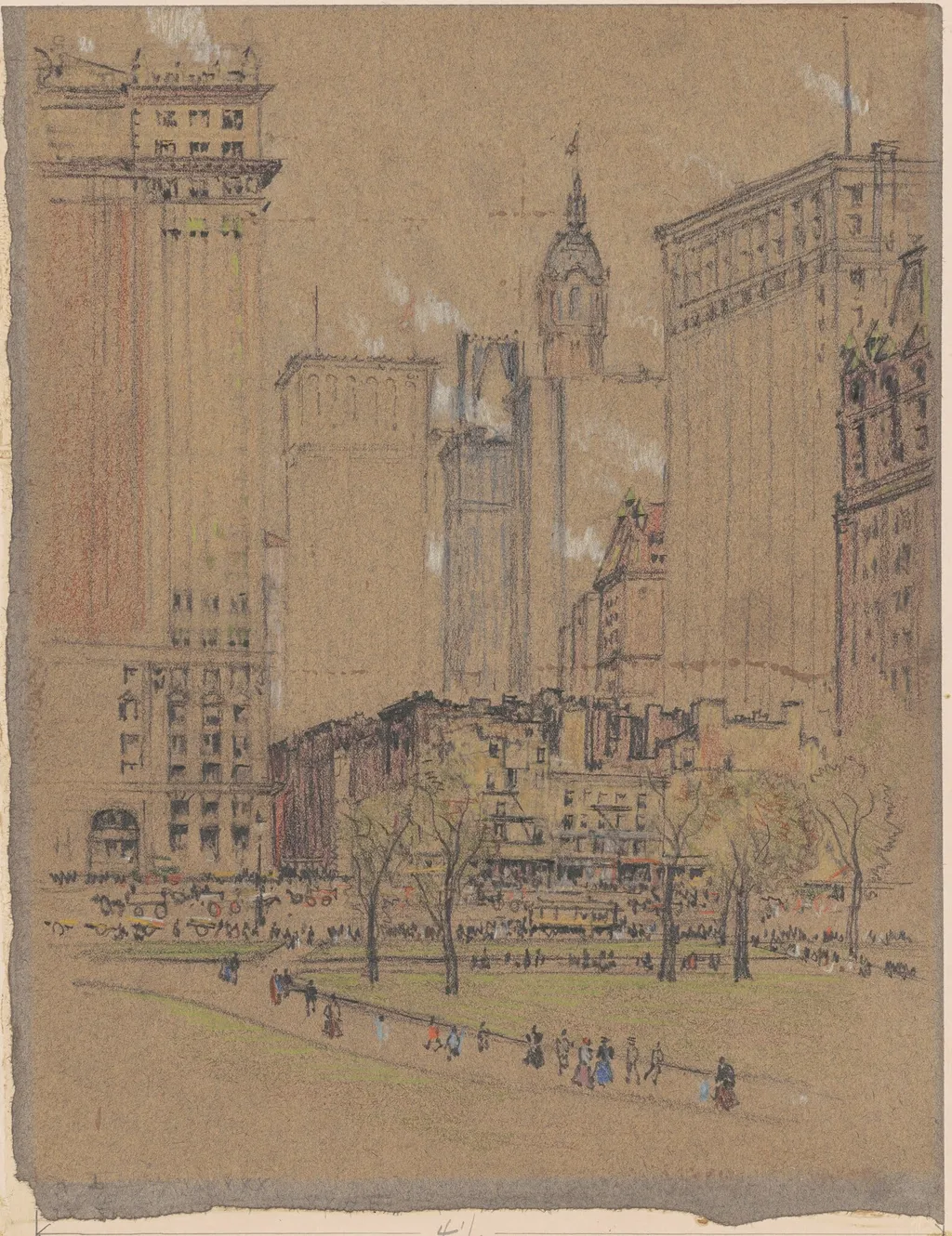 New York, the Old and the New, by Joseph Pennell, graphite, 1914