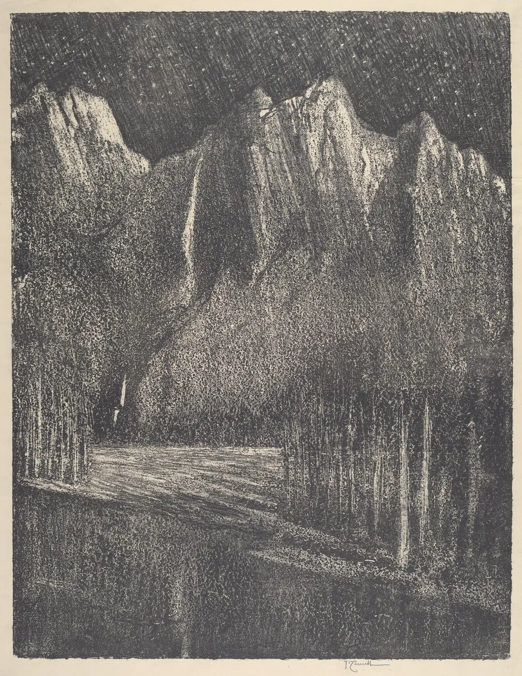 Night in the Yosemite, by Joseph Pennell, ink, 1912