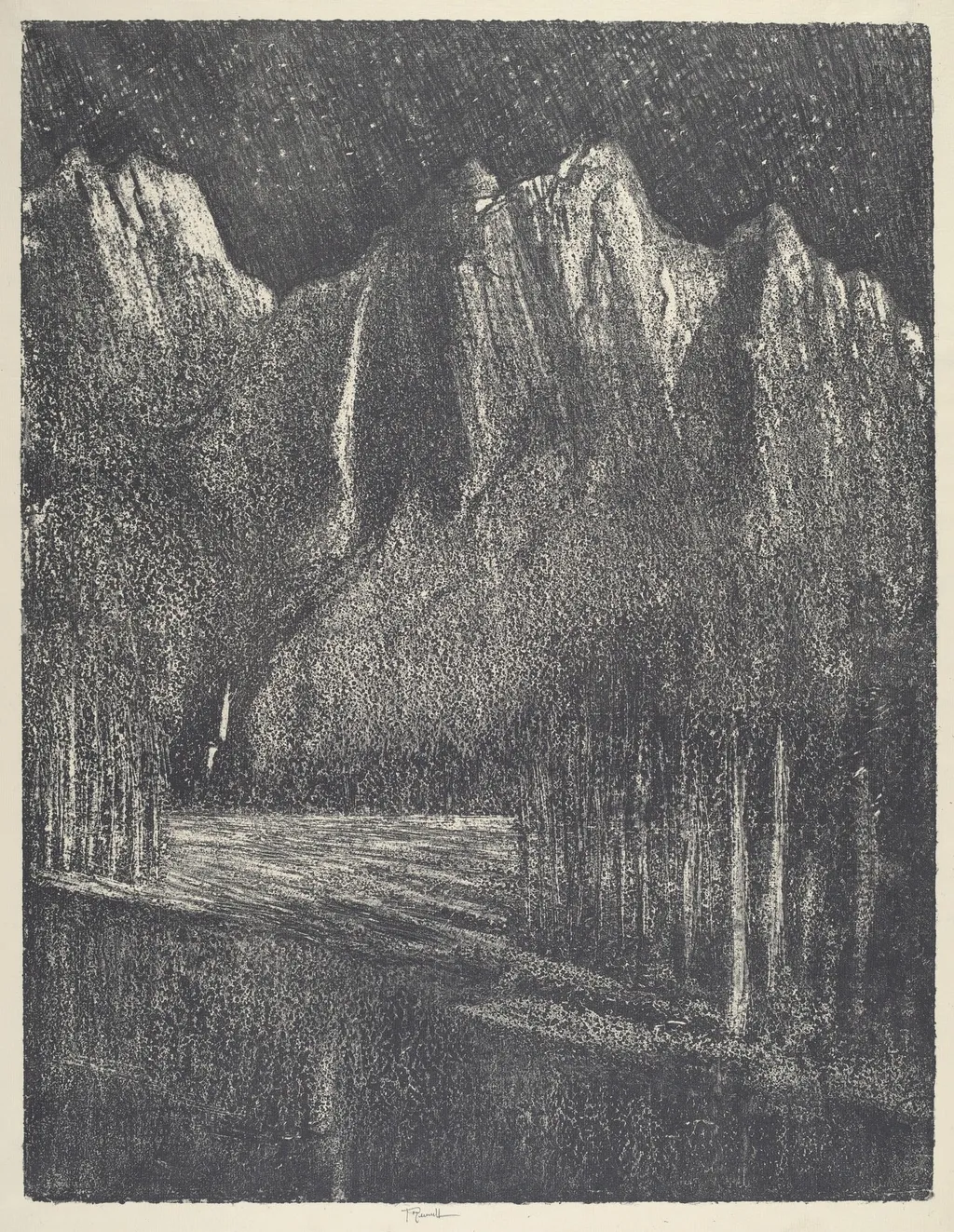 Night in the Yosemite, by Joseph Pennell, ink, 1912