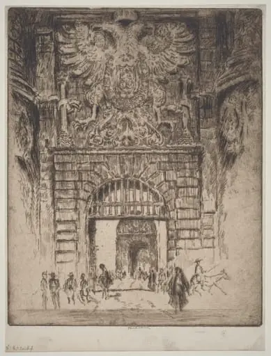 Puerta Visagara, Gate of Madrid, Toledo, by Joseph Pennell