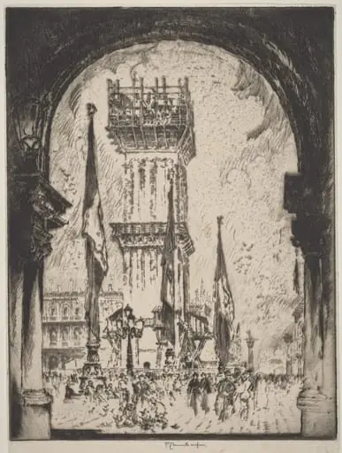 Rebuilding the Campanile, Venice, No.I, by Joseph Pennell