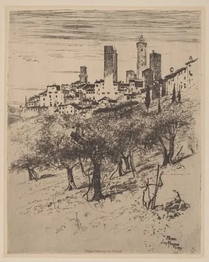 San Gimignano, by Joseph Pennell
