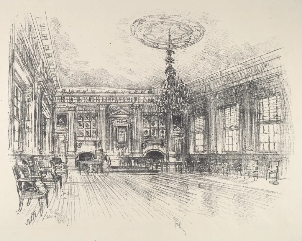 Signers' Room, Independence Hall, by Joseph Pennell, ink, 1912