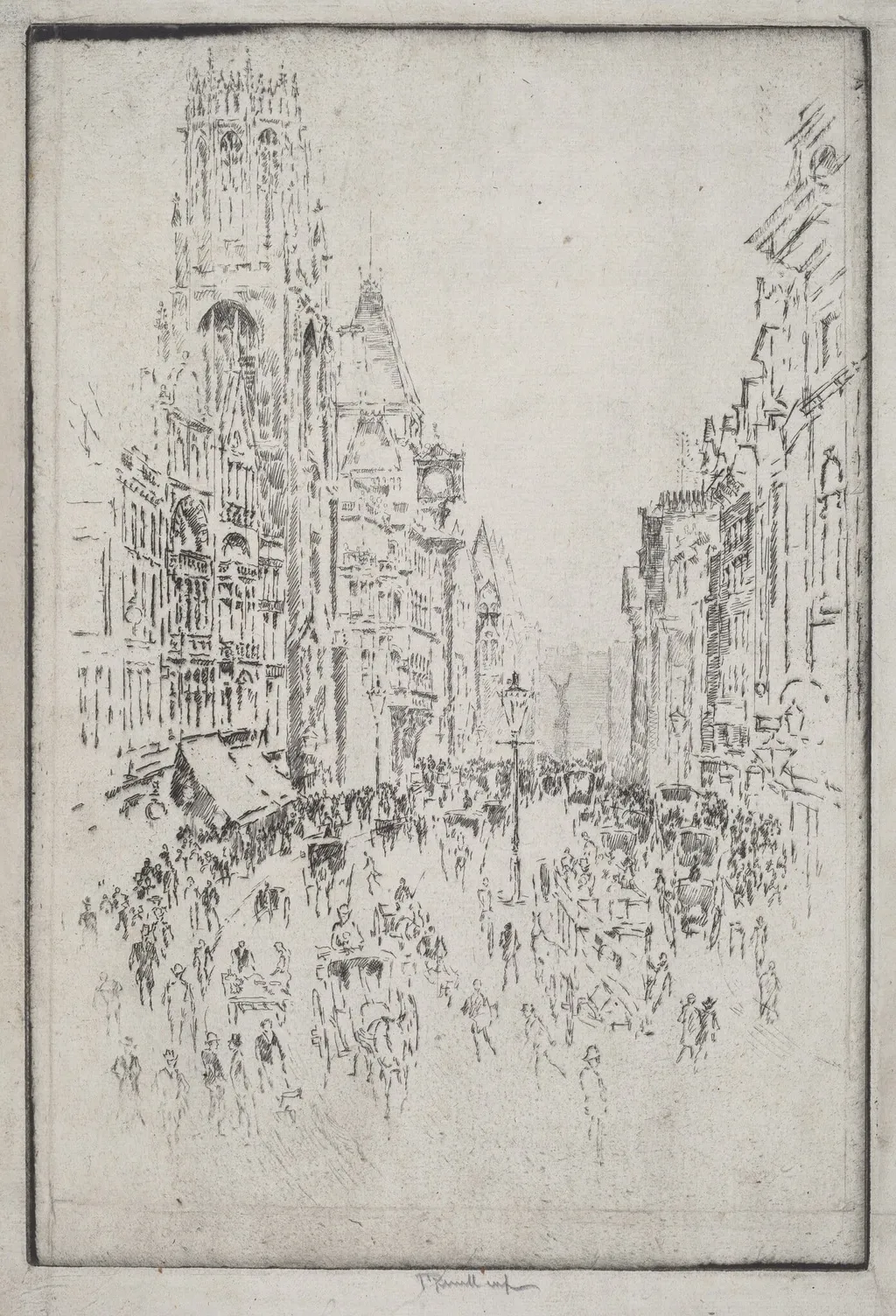 St. Dunstan's, Fleet Street, by Joseph Pennell, ink, 1903