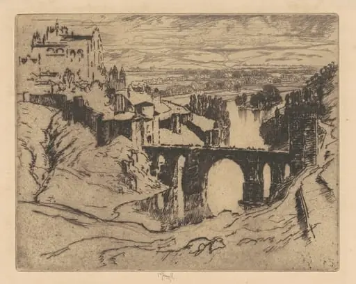 St. Martin's Bridge, Toledo, by Joseph Pennell