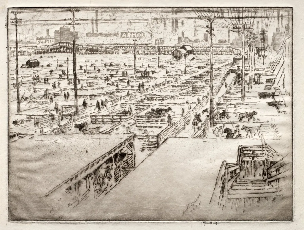 Stockyards, Chicago, by Joseph Pennell, 1910