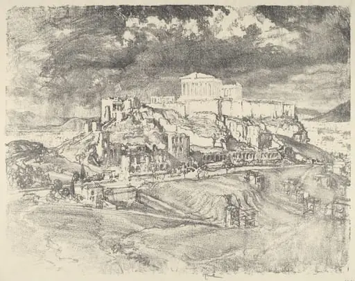 Storm behind the Acropolis, by Joseph Pennell