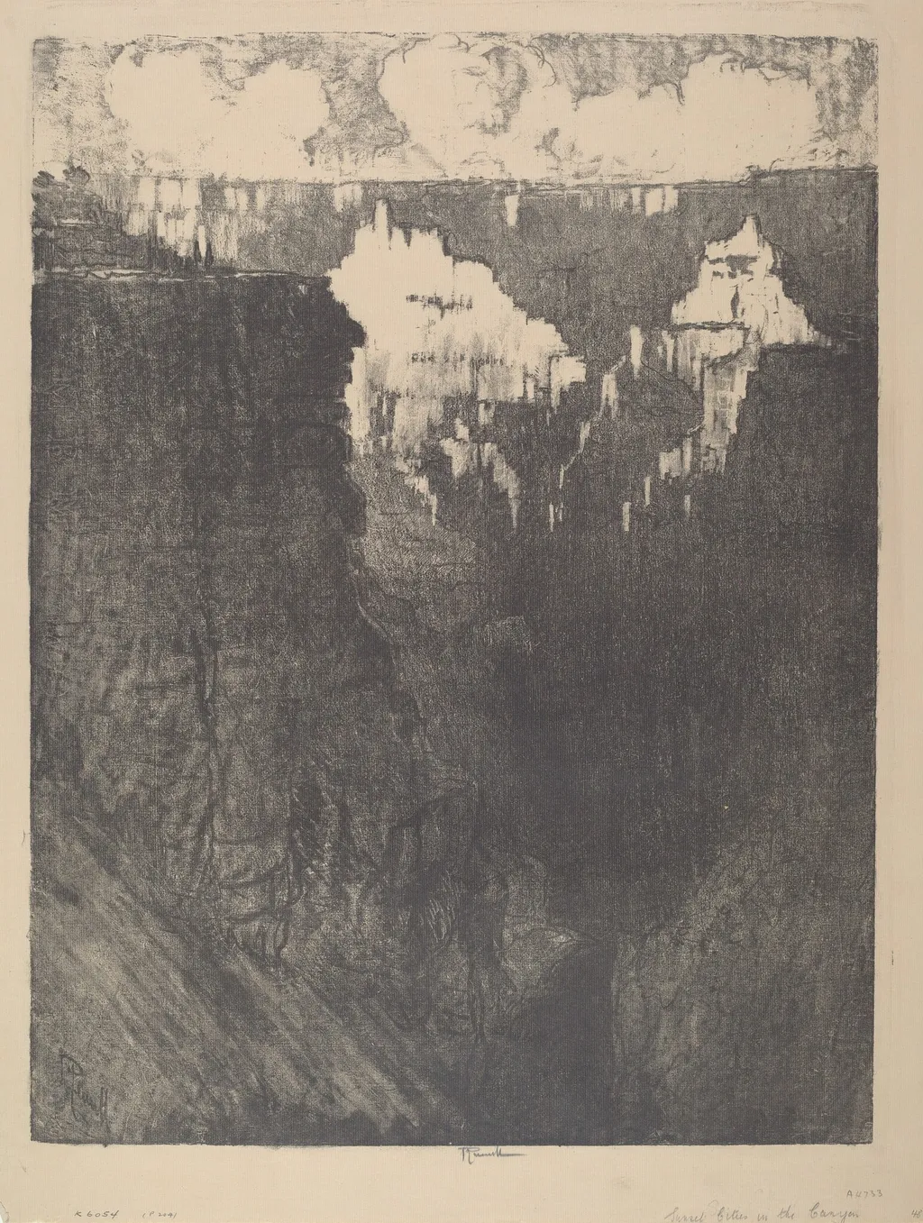 Sunset Cities in the Canyon, by Joseph Pennell, ink, 1912