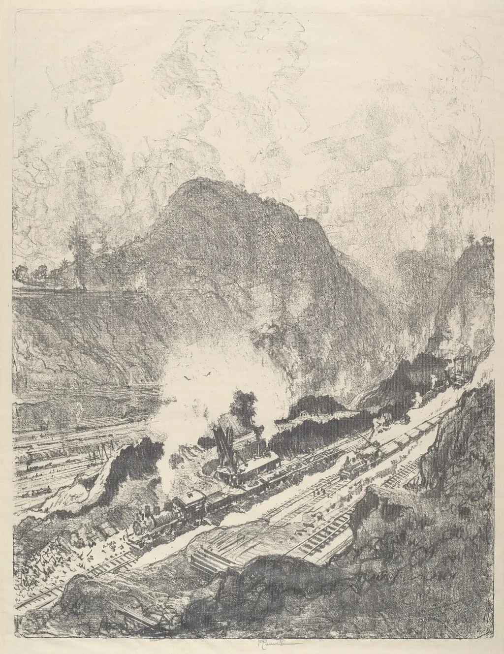 The Cut from Culebra, by Joseph Pennell, ink, 1912