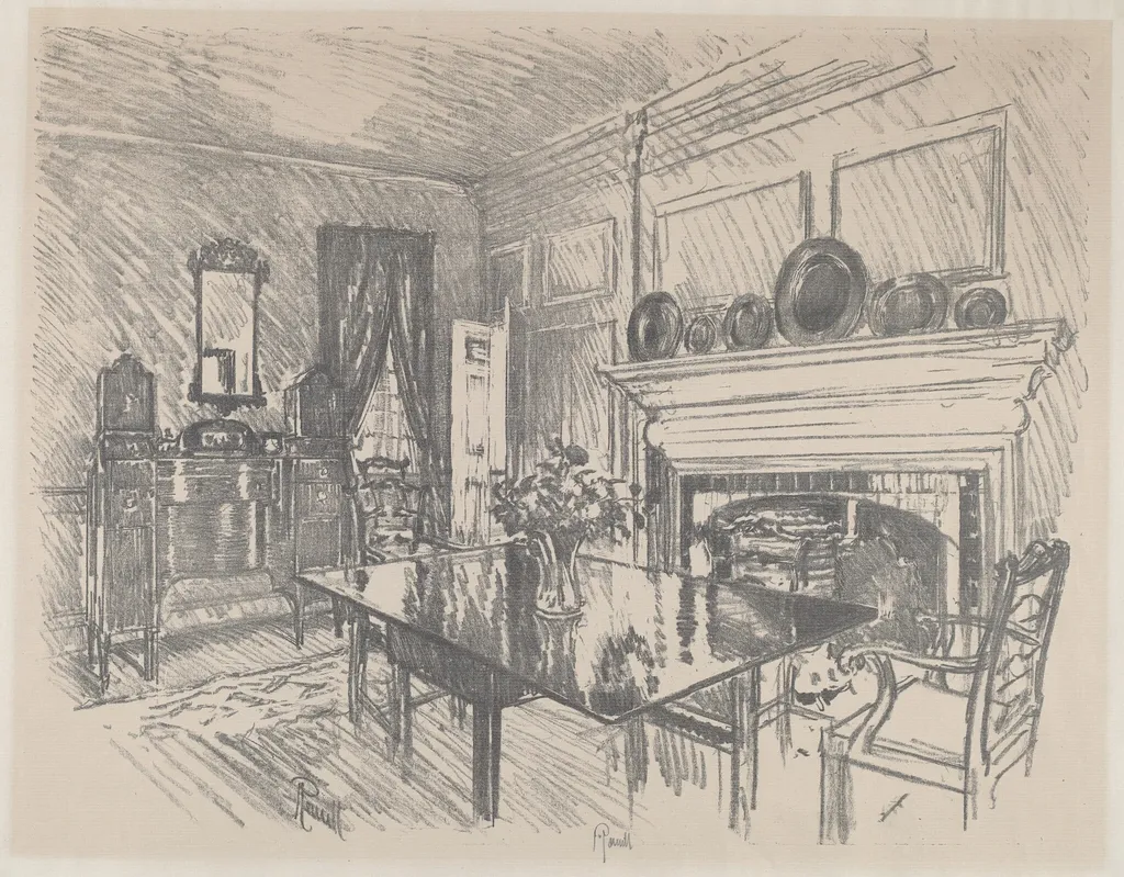The Dining Room, Stenton, by Joseph Pennell, ink, 1912