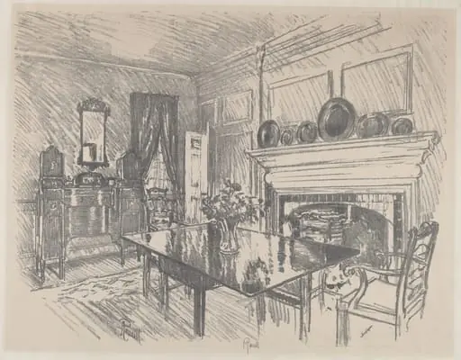 The Dining Room, Stenton, by Joseph Pennell