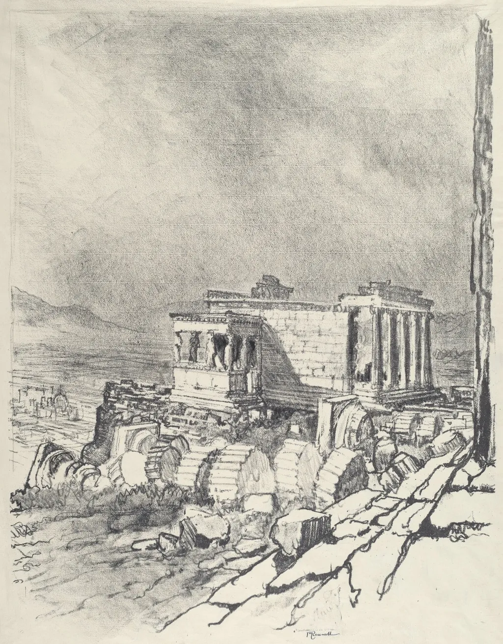 The Erechtheum, by Joseph Pennell, ink, 1913