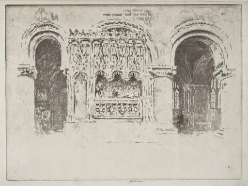 The Founder's Tomb,  Church of Saint Bartholomew the Great, by Joseph Pennell