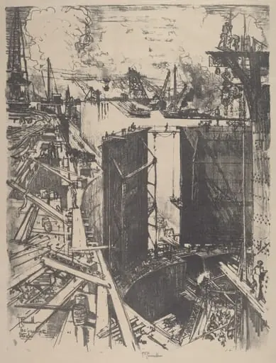The Guard Gate, Gatun Lock, by Joseph Pennell