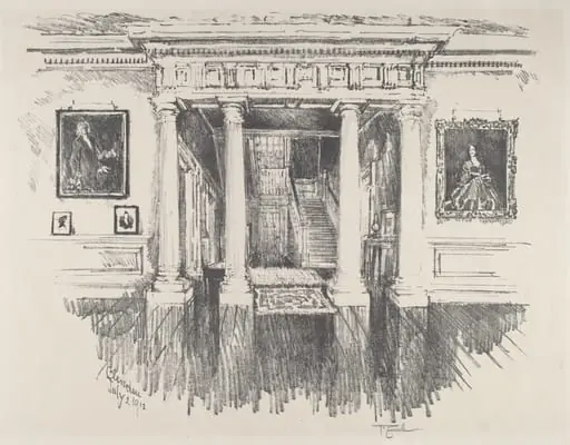 The Hall at Cliveden, by Joseph Pennell