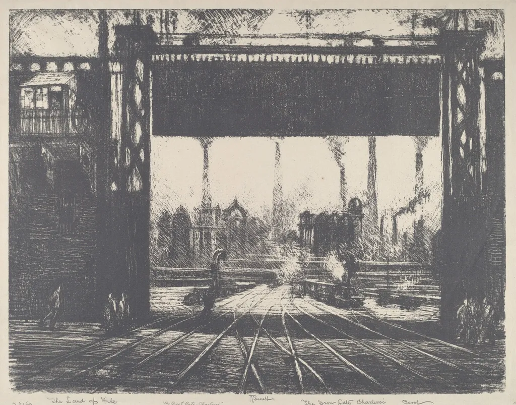 The Iron Gate, Charleroi, by Joseph Pennell, ink, 1911