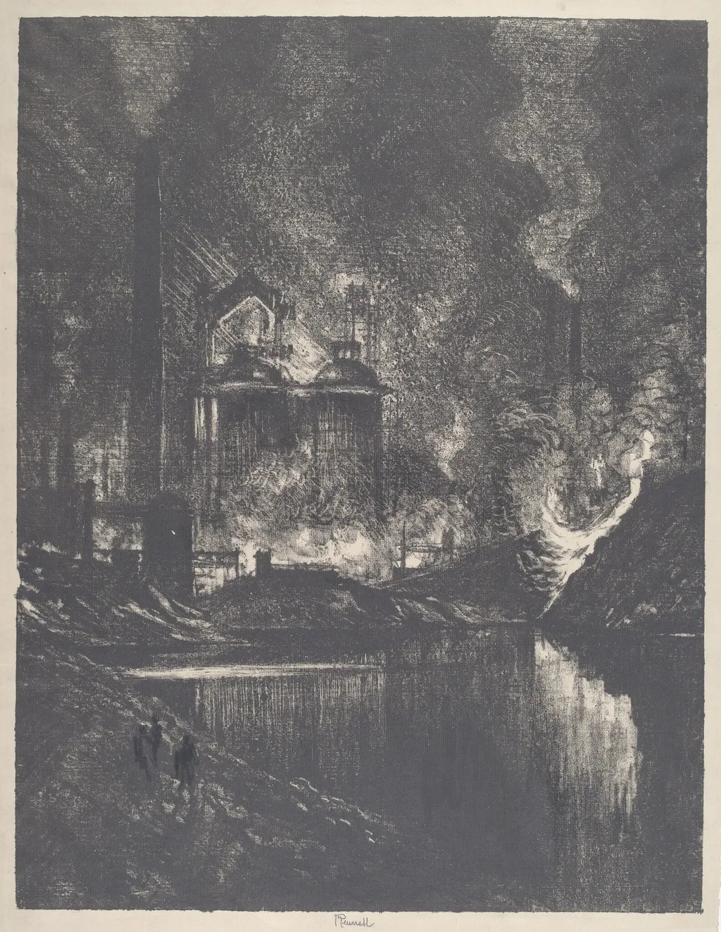 The Lake of Fire, Charleroi, by Joseph Pennell, ink, 1911