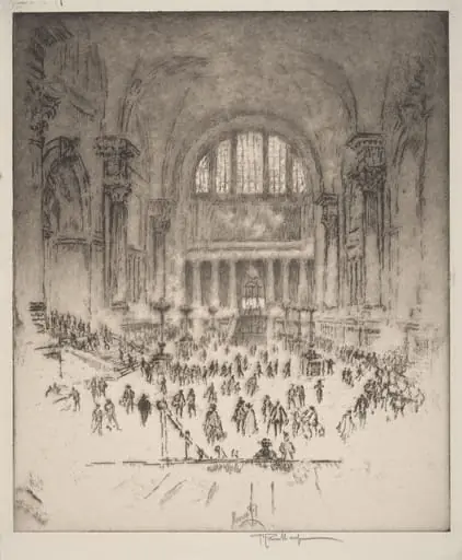 The Marble Hall, Pennsylvania Station, New York, by Joseph Pennell