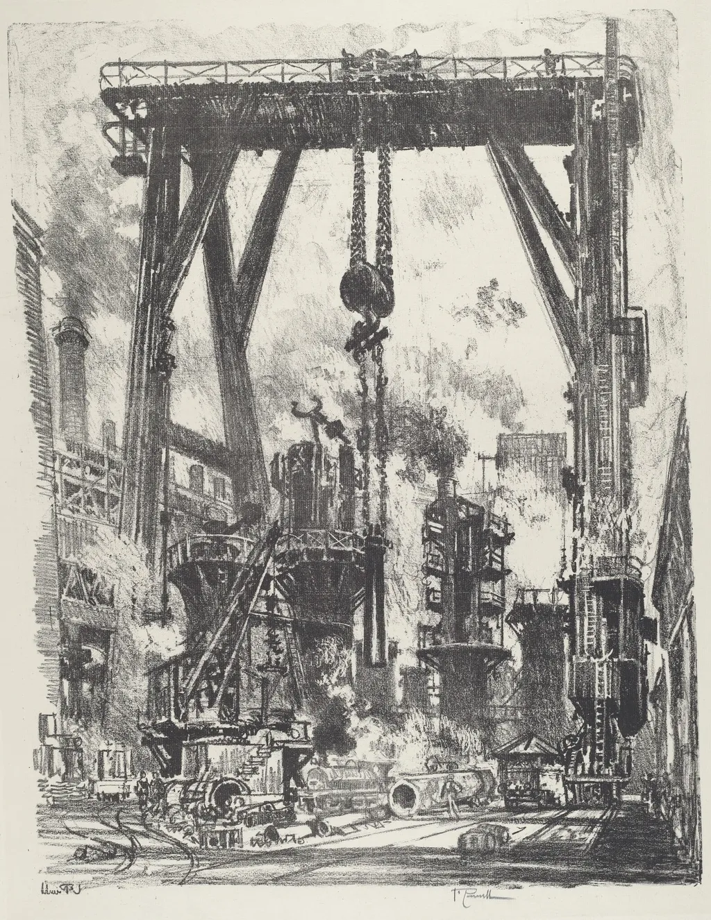 The Old Gun-Pit, by Joseph Pennell, ink, 1916