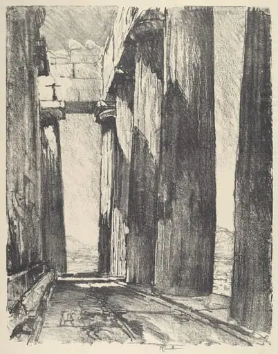 The Portico of the Parthenon, by Joseph Pennell