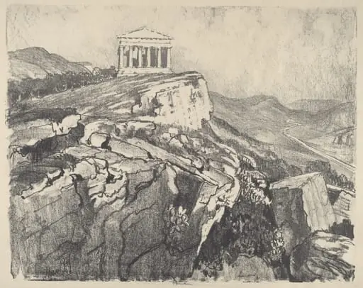 The Temple of Concord on the Wall, Girgenti, by Joseph Pennell