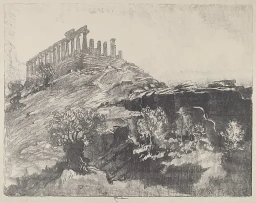 The Temple of Concord on the Wall, Girgenti, by Joseph Pennell