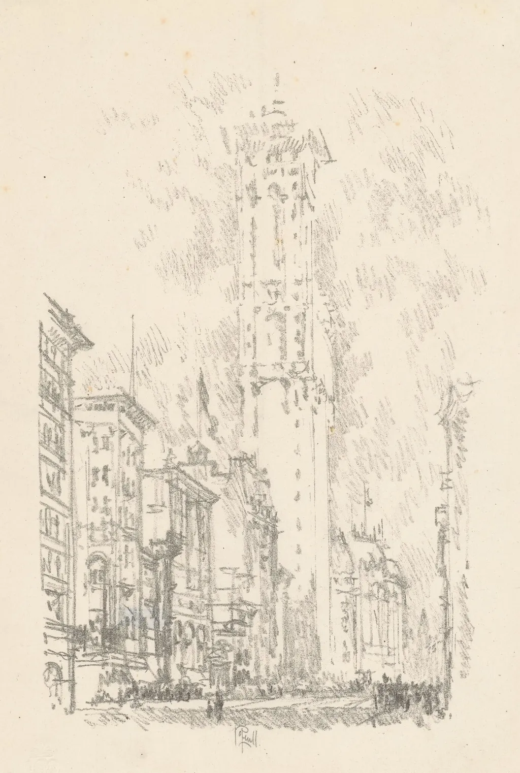The Times Building, by Joseph Pennell, ink, 1904