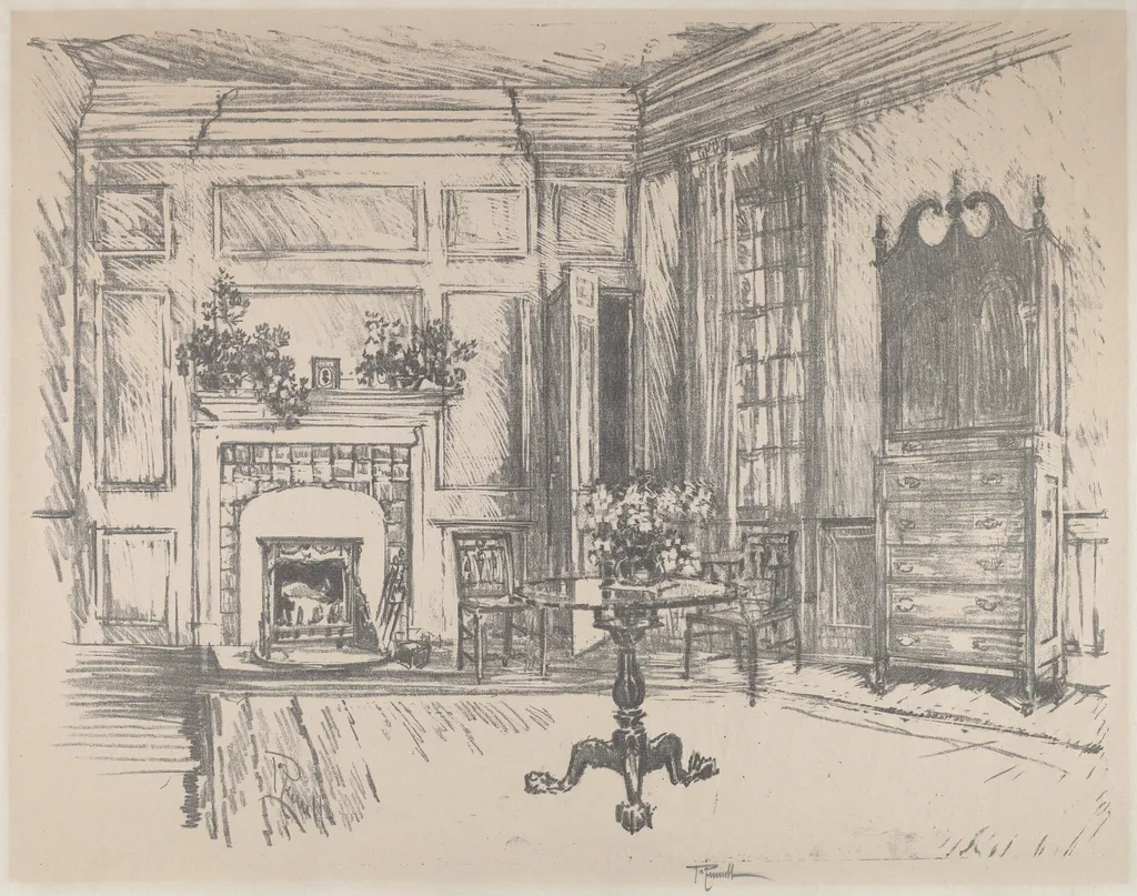 The Upper-room, Stenton, by Joseph Pennell, ink, 1912