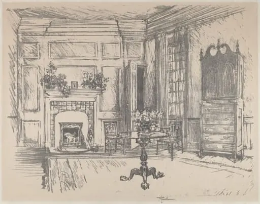 The Upper-room, Stenton, by Joseph Pennell