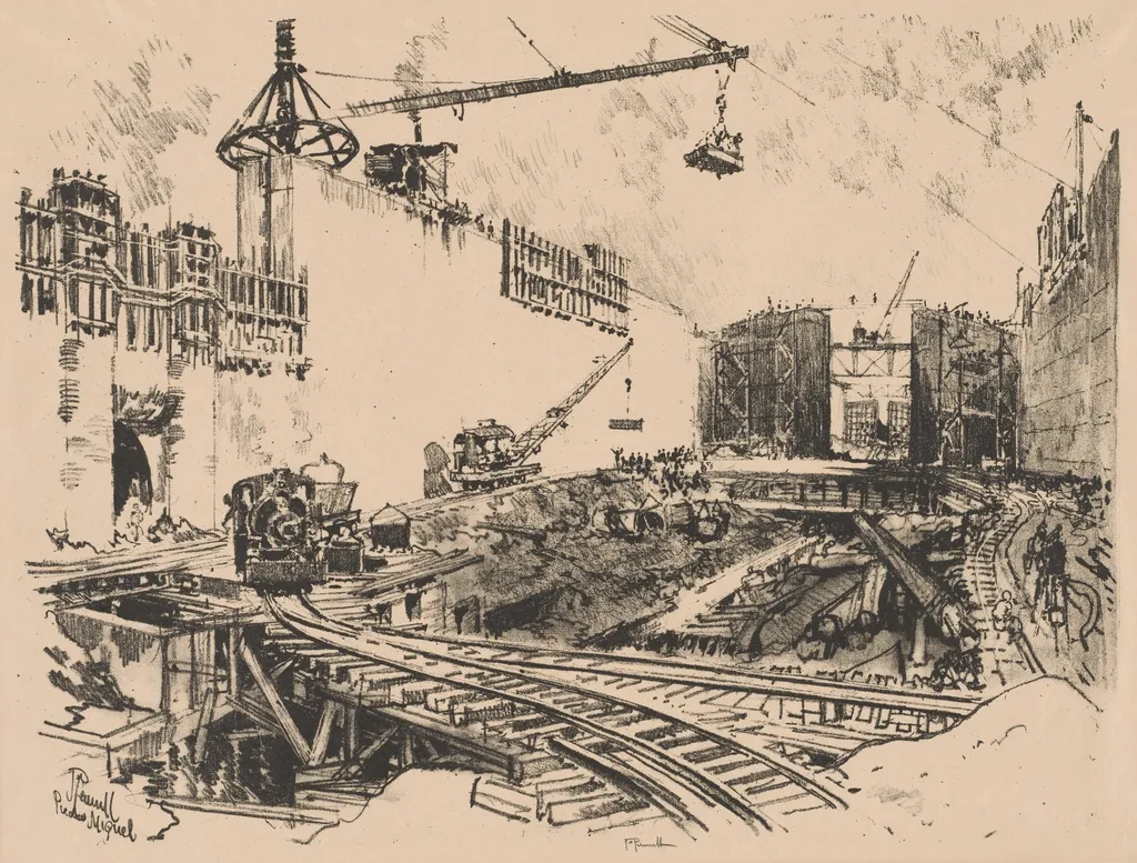 The Walls of Pedro Miguel Lock, Panama, by Joseph Pennell, 1912
