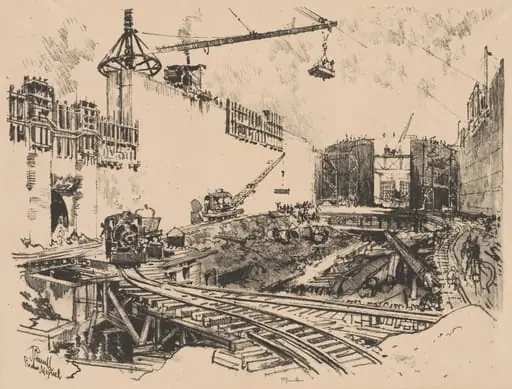 The Walls of Pedro Miguel Lock, Panama, by Joseph Pennell
