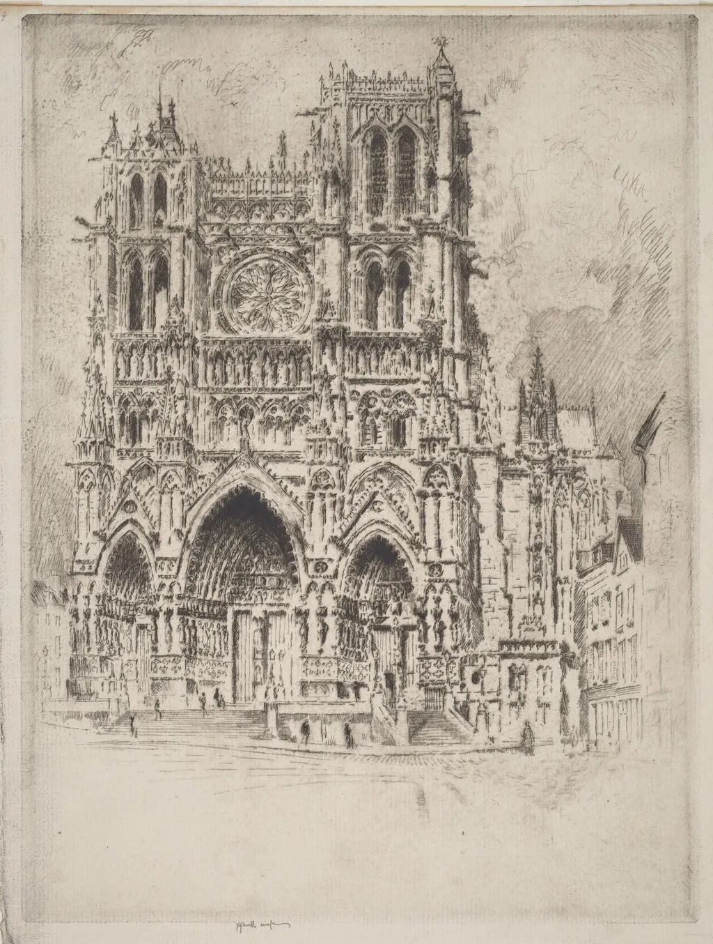 The West Front, Amiens, by Joseph Pennell, ink, 1907