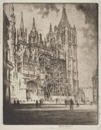 The West Front, Rouen Cathedral, by Joseph Pennell