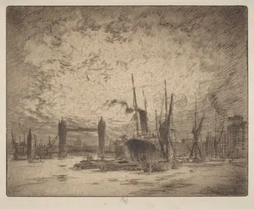 Tower Bridge, Evening, by Joseph Pennell