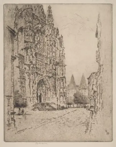 Towers of the Bishop's Palace, Beauvais, by Joseph Pennell